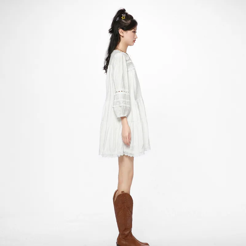 KYKW Long Sleeved Dresses Women's White-5