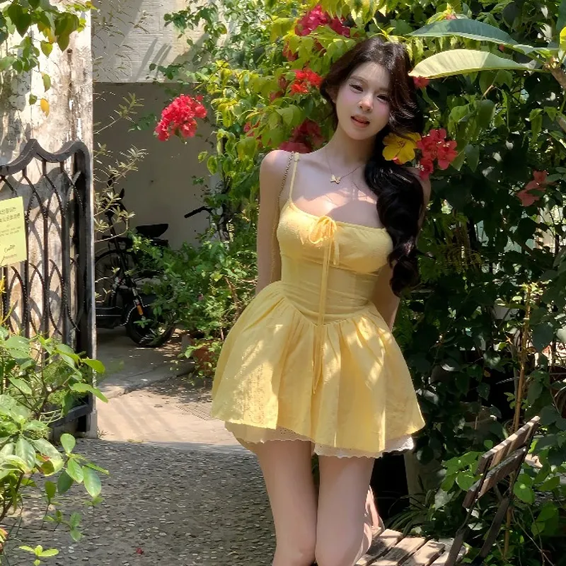 KYKW Slip Dresses Women's Yellow-4