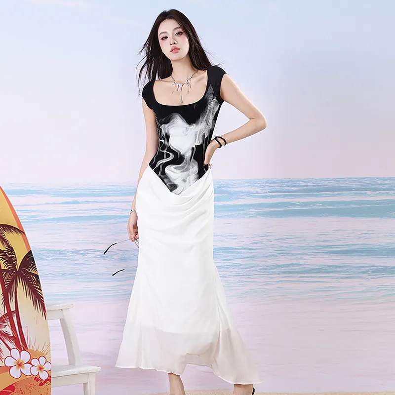 KYKW Sleeveless Dresses Women's Black/White-3