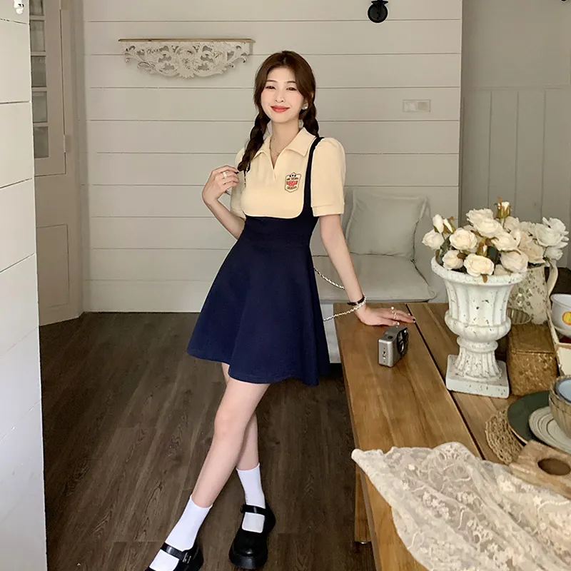 KYKW Short Sleeved Dress Women's Navy Blue-6