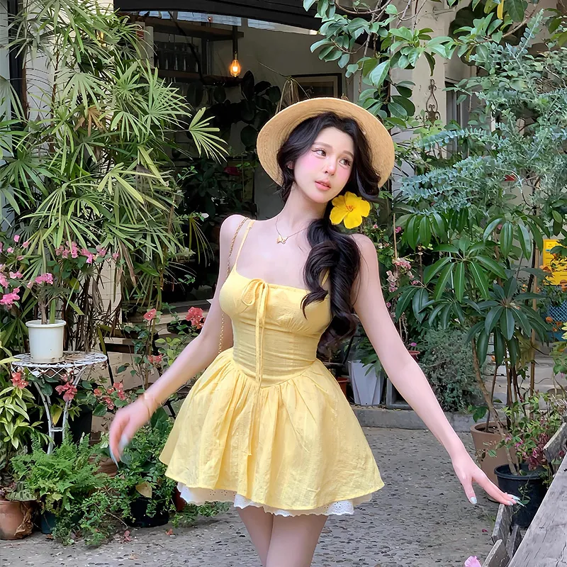 KYKW Slip Dresses Women's Yellow-2