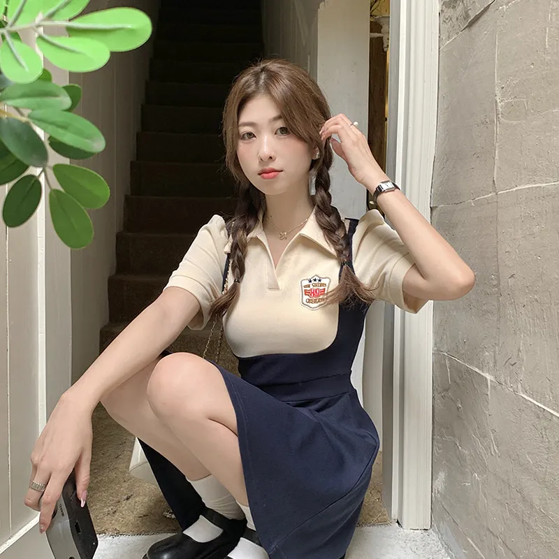 KYKW Short Sleeved Dress Women's Navy Blue-4