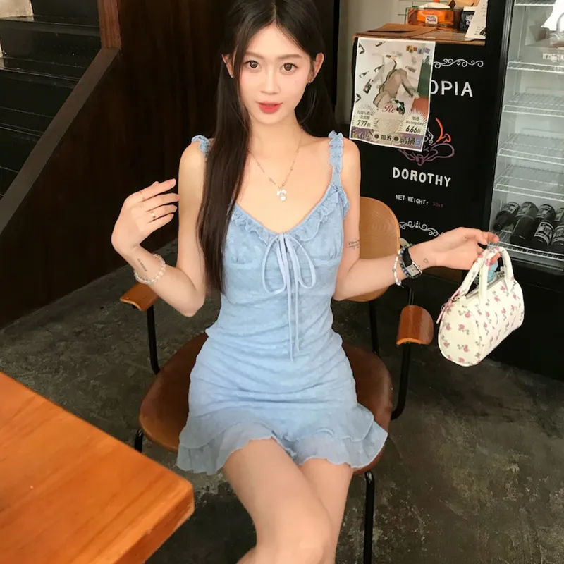 KYKW Slip Dresses Women's Blue-3