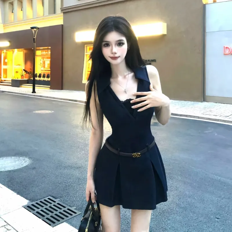 KYKW Sleeveless Dresses Women's Vintage Blue-4