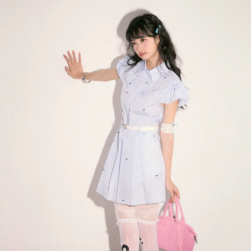 KYKW Short Sleeved Dresses Women's Blue-5