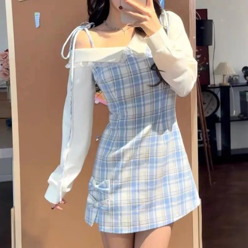 KYKW Long Sleeved Dress Women's Blue-2