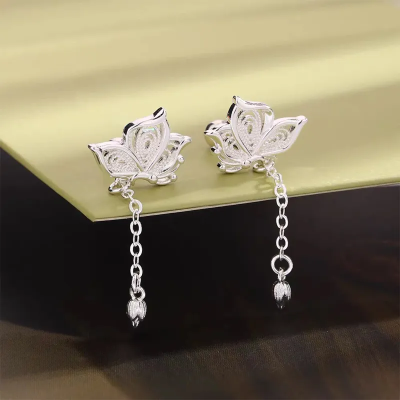 SUYG Bestie Anniversary S999 Fine Silver Stud Earrings Women's Gift Box Gift Bag Packaging-4