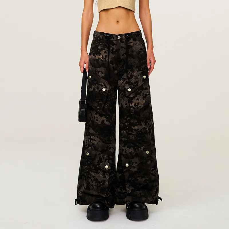 SMFK Cargo Pants Unisex Black Camouflage Garden-3