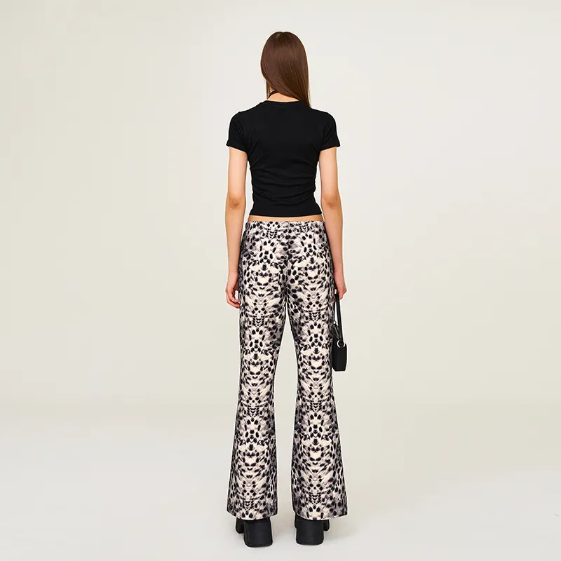 SMFK Casual Pants Women's White Leopard Print-7