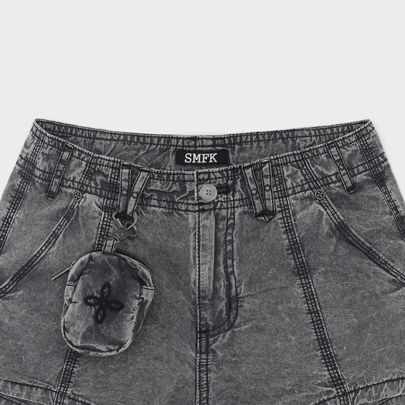 SMFK Denim Shorts Women's Moon Star Gray-2