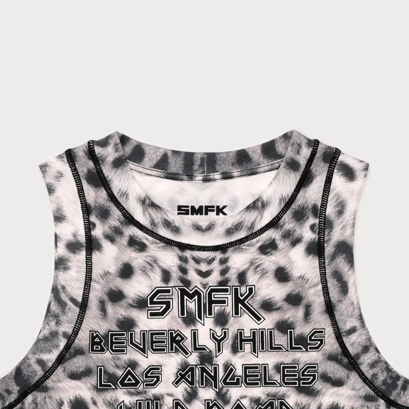 SMFK Tank Top Women's White Leopard Print-2