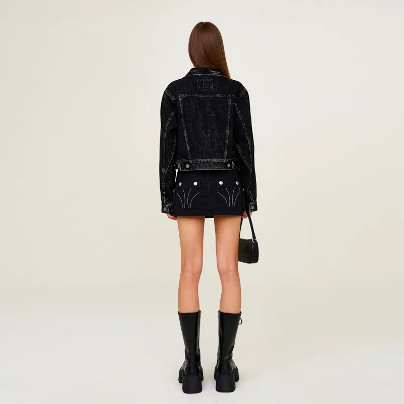 SMFK SS25 Denim Jackets Women's Black Denim-6