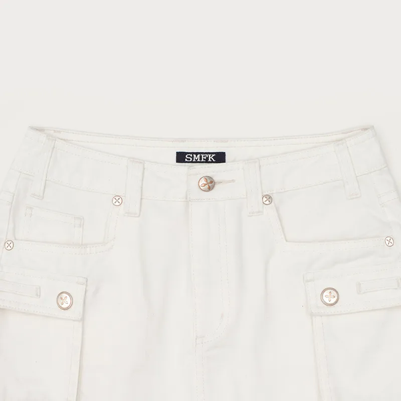 SMFK Cargo Short Skirts Women's Snow Mountain White-2