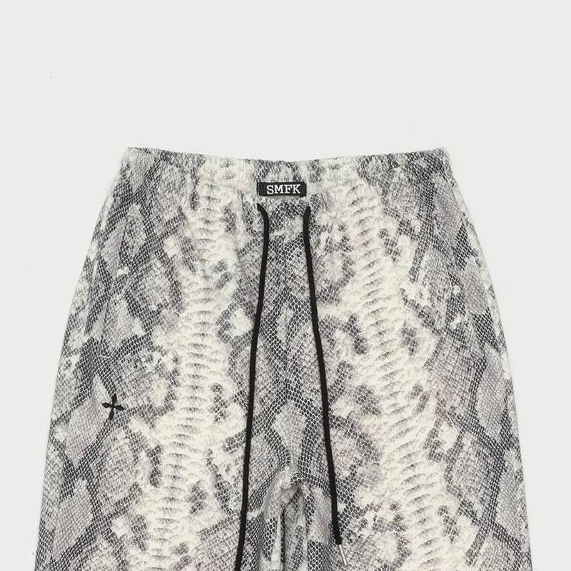 SMFK Casual Pants Women's White Snake Pattern-2