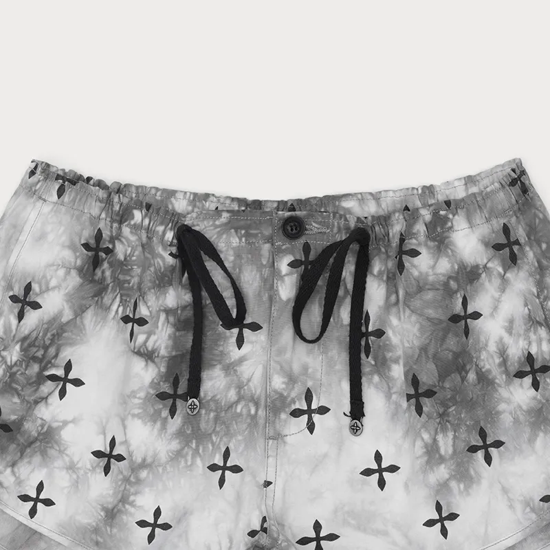 SMFK SS25 Cargo Shorts Women's Black White Tie Dye-2