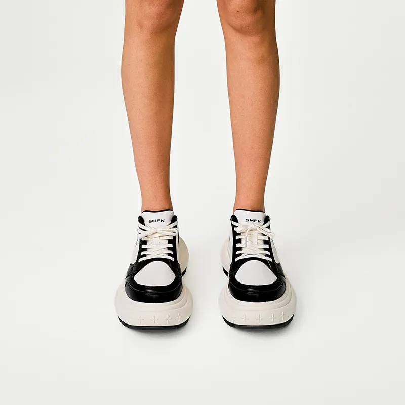 SMFK Low-Top Chunky Sneakers Women's Black White-3