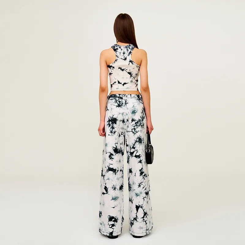 SMFK Casual Pants Unisex Phantom Black White Tie Dye-4