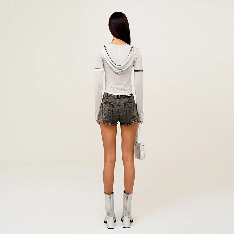 SMFK Denim Shorts Women's Moon Star Gray-4