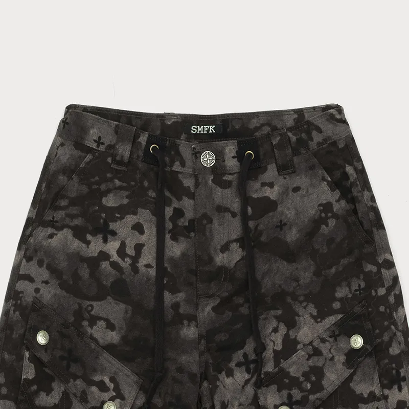 SMFK Cargo Pants Unisex Black Camouflage Garden-2