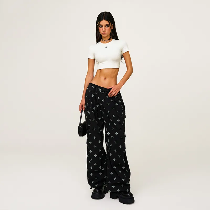 SMFK SS25 Casual Pants Unisex Black Garden-5