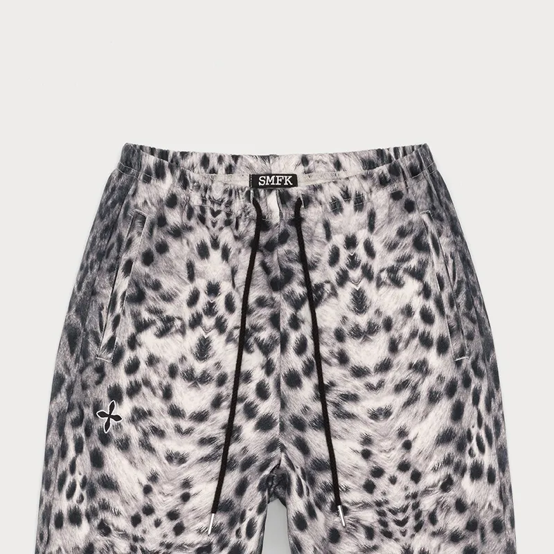 SMFK Casual Pants Women's White Leopard Print-2
