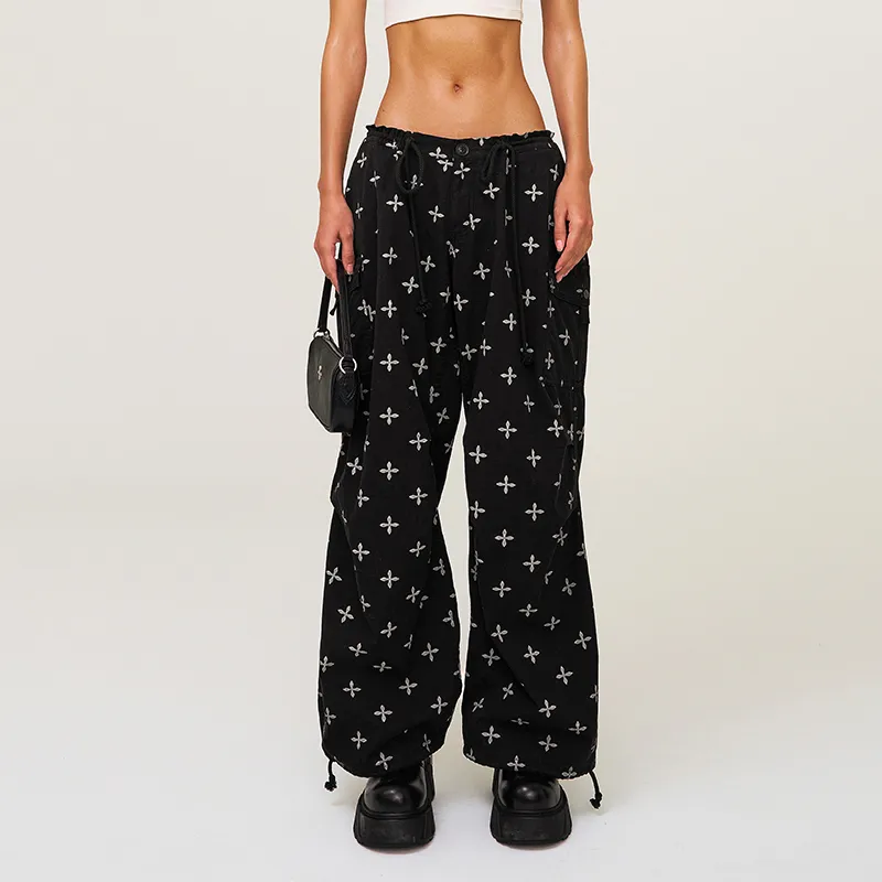 SMFK SS25 Casual Pants Unisex Black Garden-3