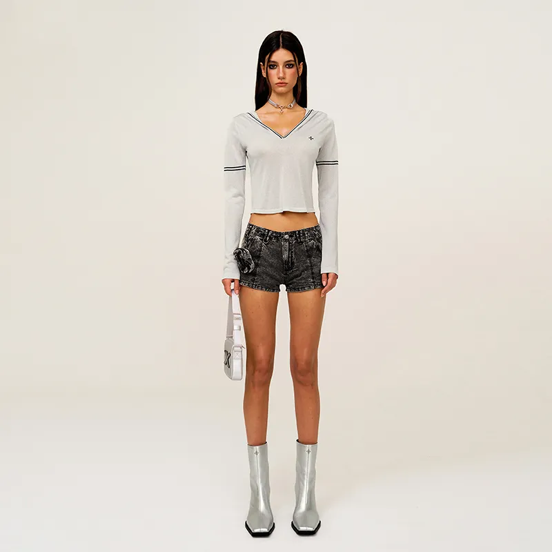 SMFK Denim Shorts Women's Moon Star Gray-6