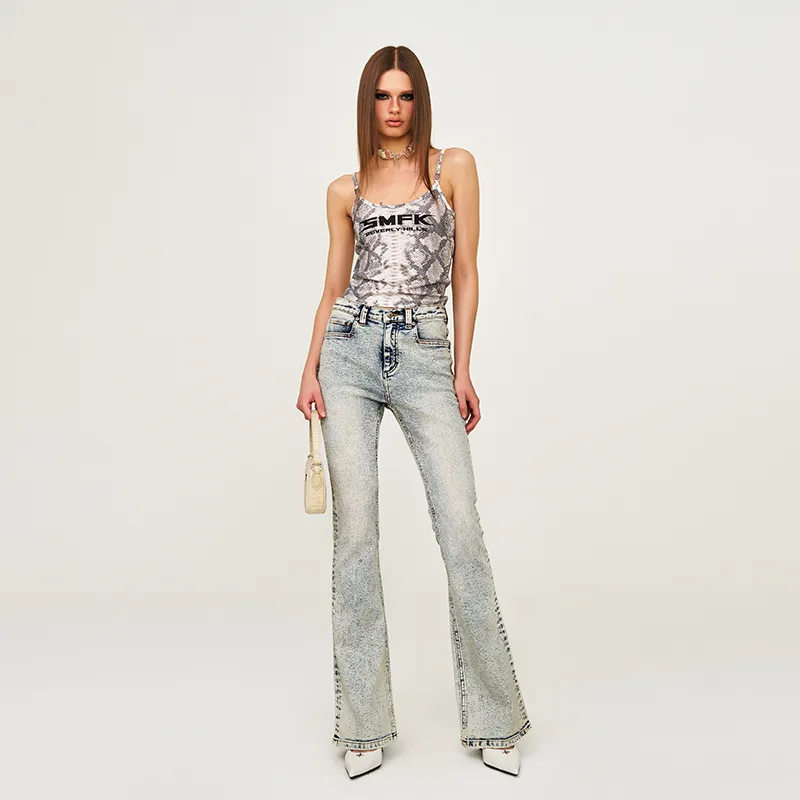SMFK Jeans Women's White Snowflake-4
