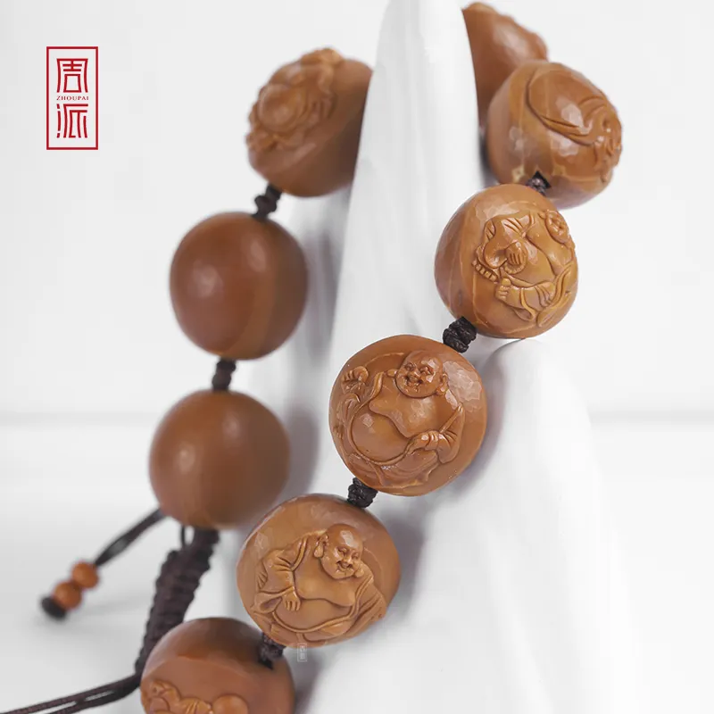 ZHOUPAI Olive Pit Walnut Beaded Bracelet Unisex-4
