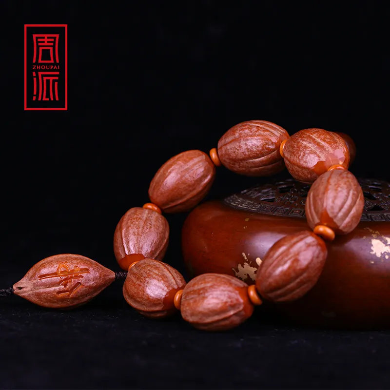 ZHOUPAI Olive Pit Nucleus Carved Beaded Bracelet Unisex-3