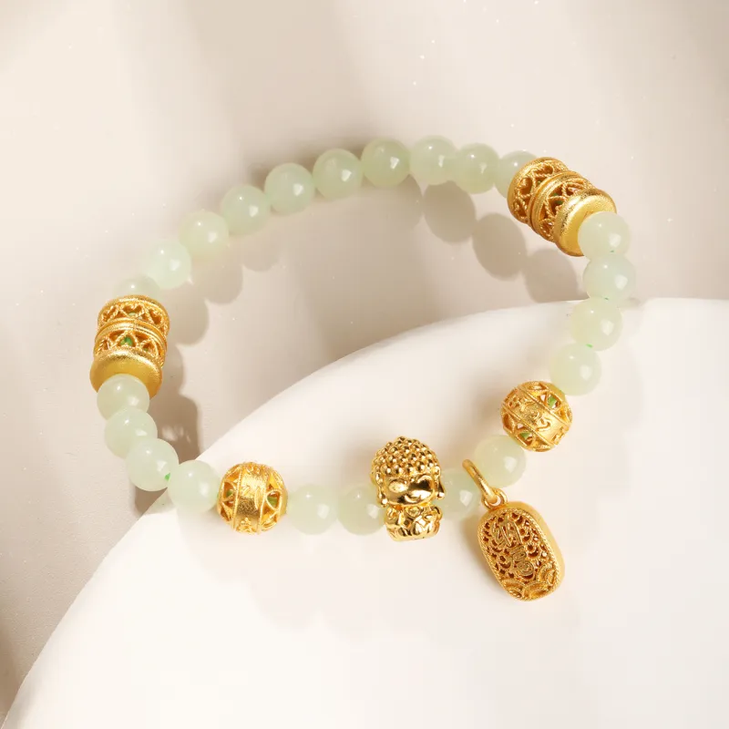 Lao Feng Xiang Hetian Jade Bracelets White Jade/Pale Greenish White Jade Women's-3