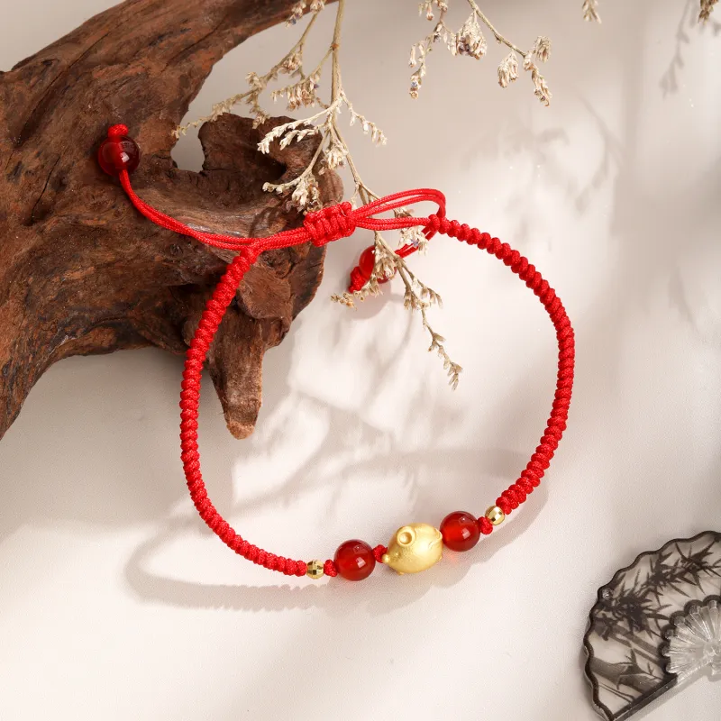 Lao Feng Xiang Natural Agate Bracelets Unisex-2