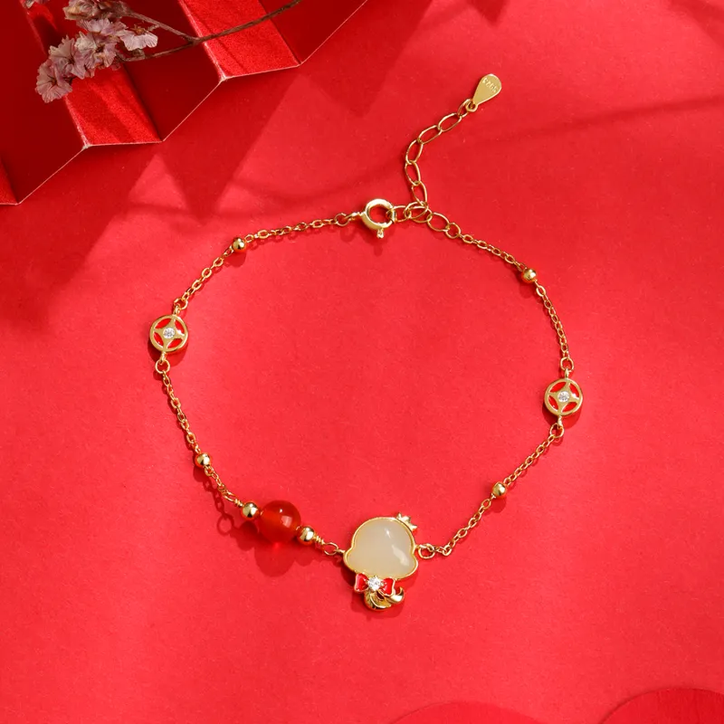 Lao Feng Xiang Hetian Jade Bracelets White Jade/Pale Greenish White Jade Women's-2