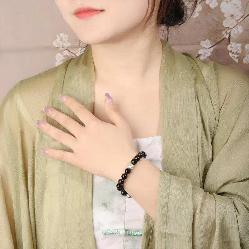 Lao Feng Xiang Natural Obsidian Bracelets Unisex-4