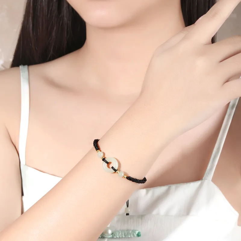 Lao Feng Xiang Hetian Jade Bracelets White Jade/Pale Greenish White Jade Unisex-4