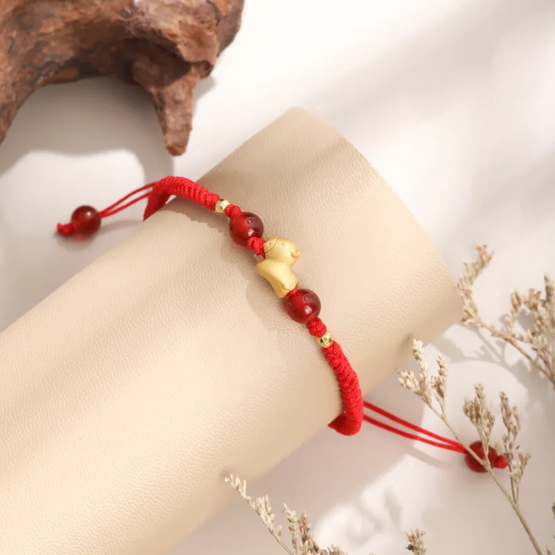 Lao Feng Xiang Natural Agate Bracelets Unisex-5