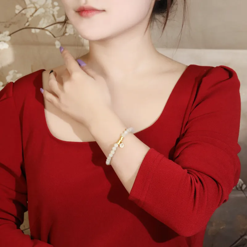Lao Feng Xiang Hetian Jade Bracelets White Jade/Pale Greenish White Jade Women's-3