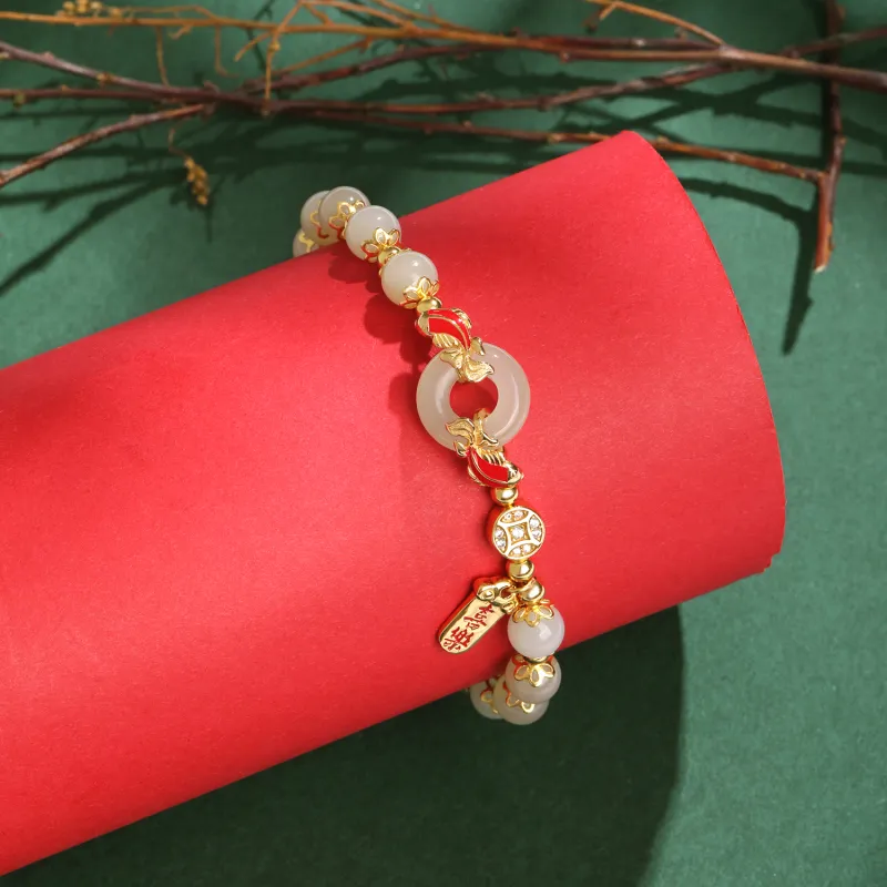 Lao Feng Xiang Hetian Jade S925 Silver White Jade/Pale Greenish White Jade Women's-3