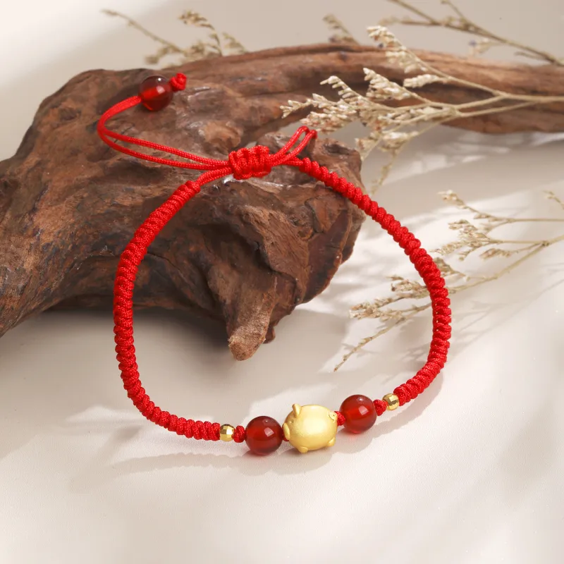 Lao Feng Xiang Natural Agate Bracelets Unisex-46