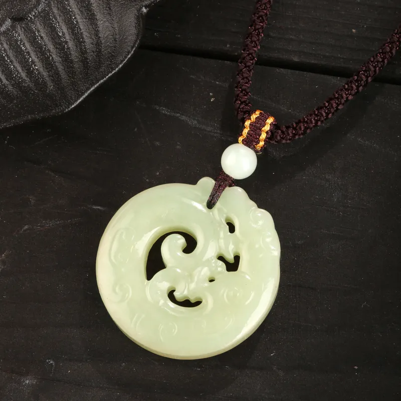 Lao Feng Xiang Hetian Jade Necklaces White Jade/Pale Greenish White Jade Unisex-2