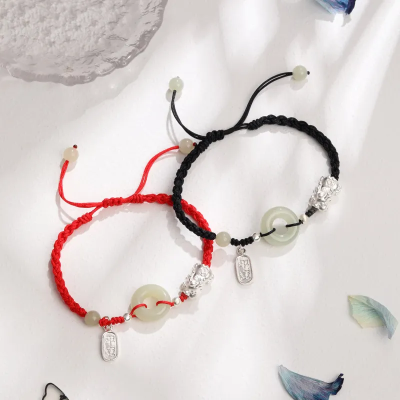 Lao Feng Xiang Hetian Jade Bracelets White Jade/Pale Greenish White Jade Unisex-9