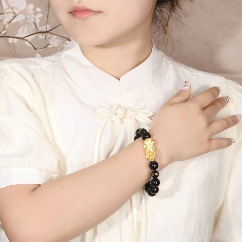 Lao Feng Xiang Obsidian Jade Bracelets Unisex-1