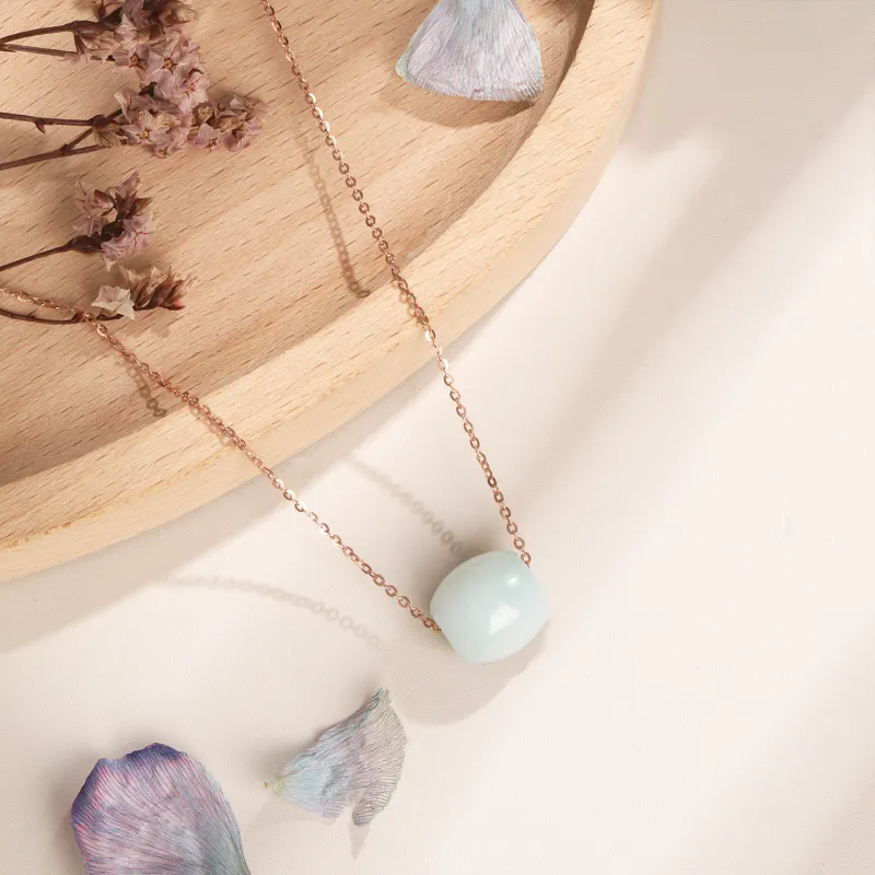 Lao Feng Xiang Bean Type Jadeite Necklaces Women's-4