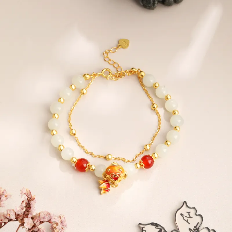 Lao Feng Xiang Hetian Jade Bracelets White Jade/Pale Greenish White Jade Women's-2