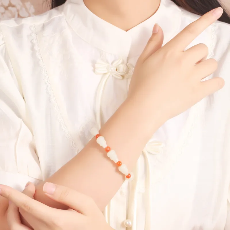 Lao Feng Xiang Hetian Jade Bracelets White Jade/Pale Greenish White Jade Women's-4
