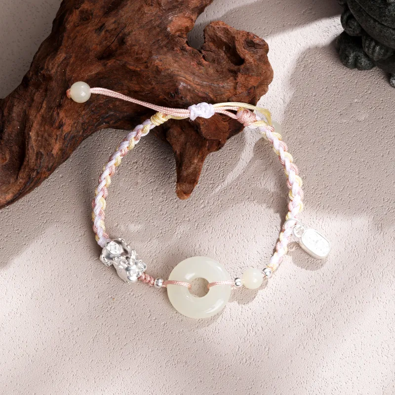 Lao Feng Xiang Hetian Jade Bracelets White Jade/Pale Greenish White Jade Unisex-3