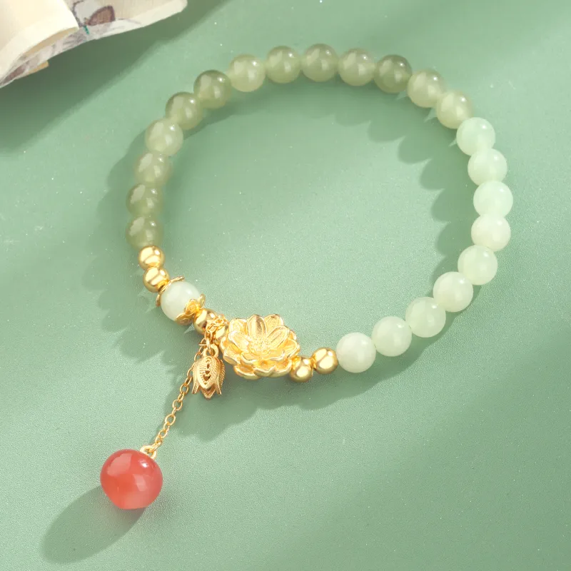 Lao Feng Xiang Hetian Jade Bracelets White Jade/Pale Greenish White Jade Women's-2
