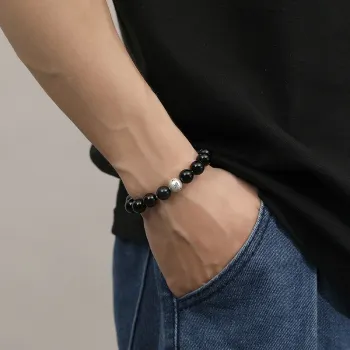 Lao Feng Xiang Natural Obsidian Bracelets Unisex