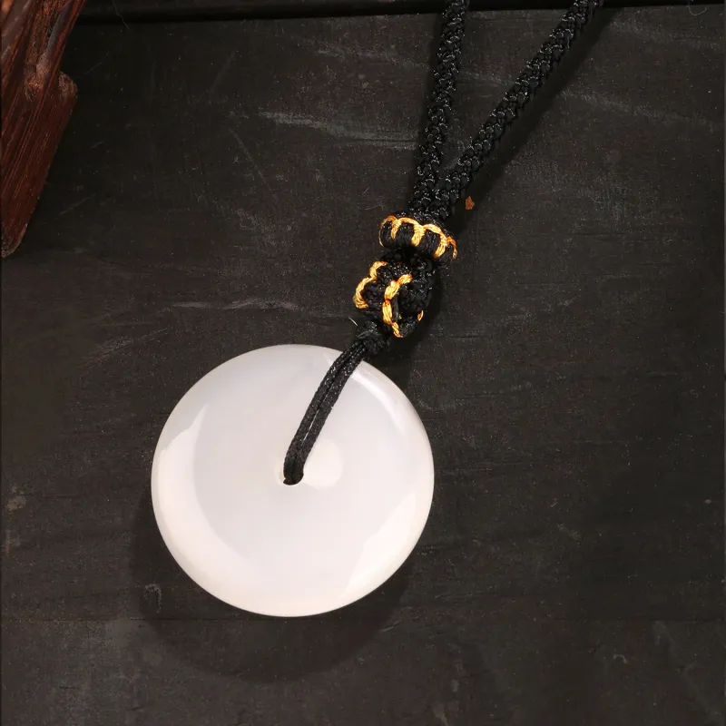 Lao Feng Xiang Hetian Jade Necklaces White Jade Unisex-2