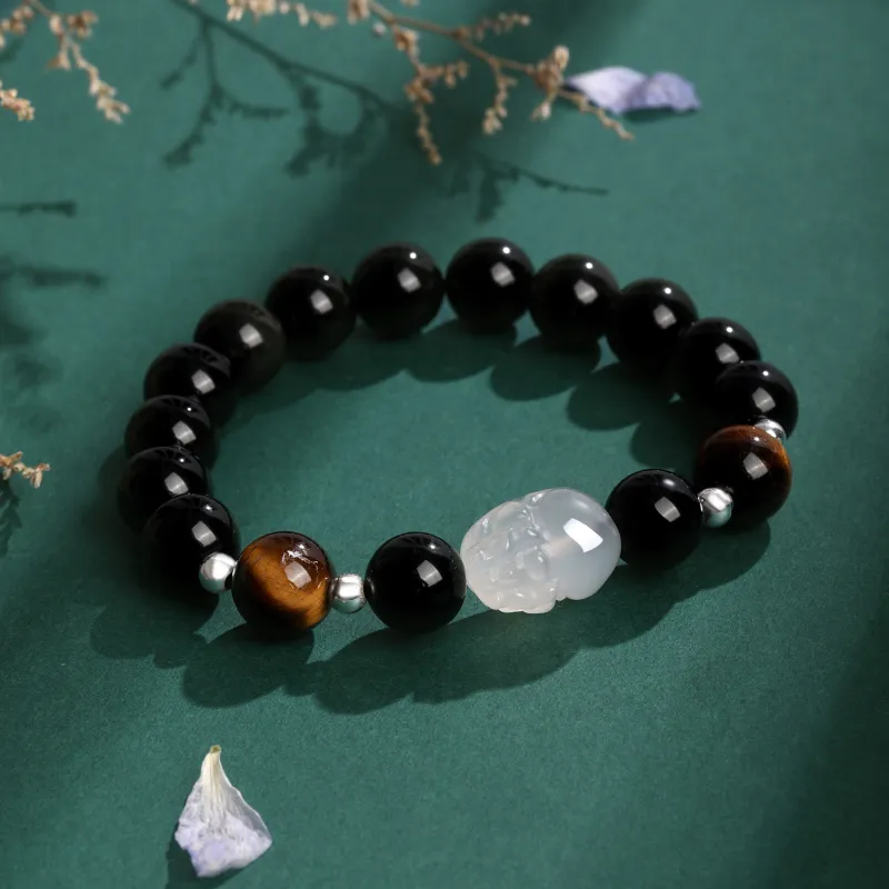 Lao Feng Xiang Natural Obsidian Bracelets Unisex-1